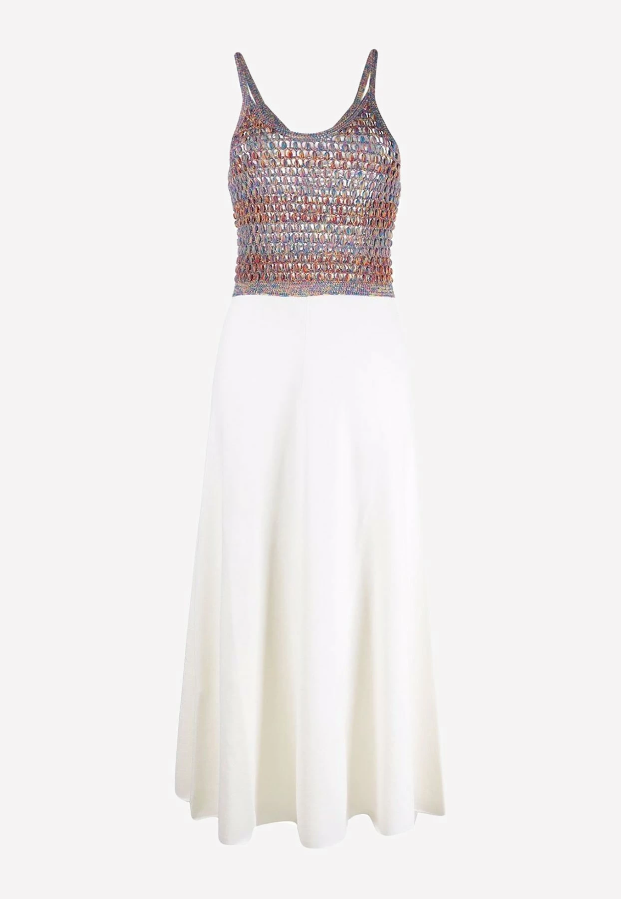Chloé Crochet Knit Paneled Maxi Dress White 1 Chloé Crochet Knit Paneled Maxi Dress White