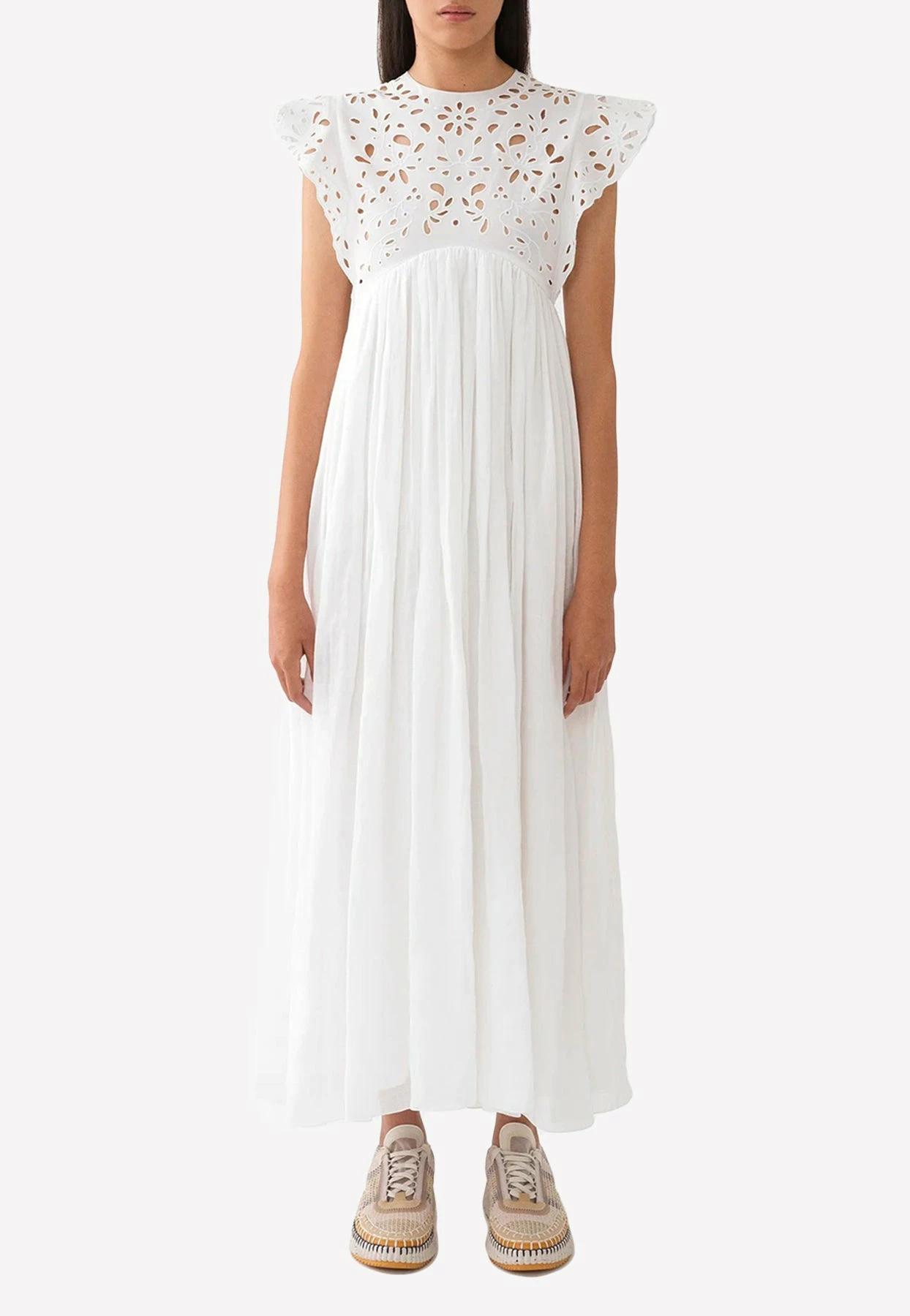 Chloé Empire Ruffled Maxi Dress White 1 Chloé Empire Ruffled Maxi Dress White