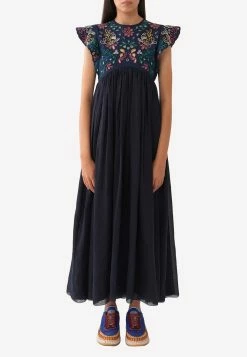ChloƩ Empire Ruffled Maxi Dress Blue
