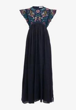 Chloé Empire Ruffled Maxi Dress Blue -Evening Dresses Popular Store CHC22SRO134814ZA 20Multicolor 20Blue 201 202