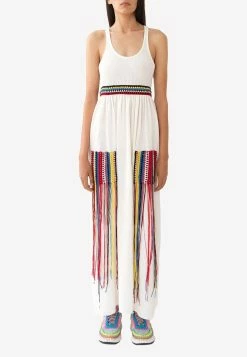 Chloé Maxi Tank Dress With Crochet Detail White