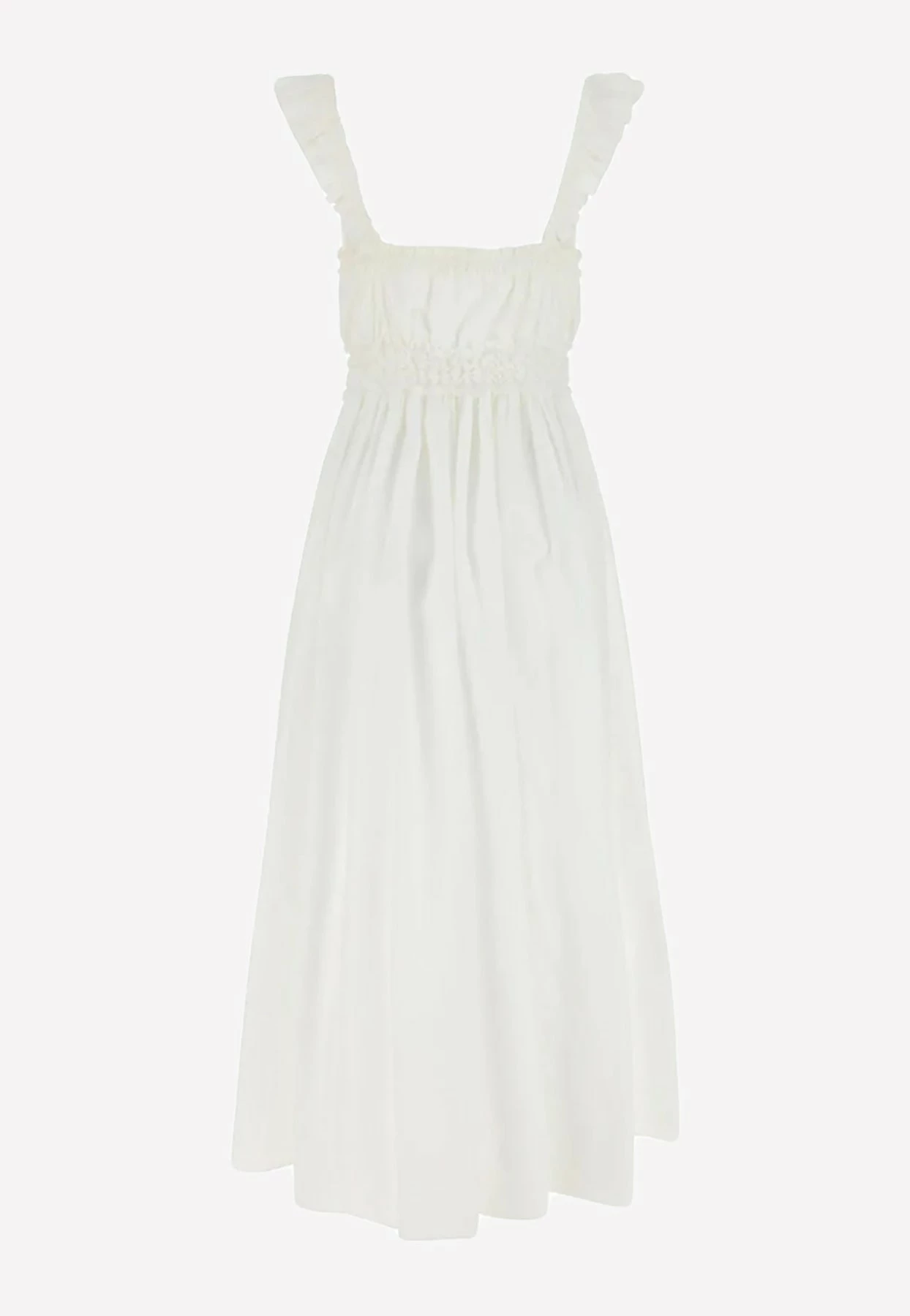 Chloé Ruched Midi Poplin Dress White 2 Chloé Ruched Midi Poplin Dress White - Image 2