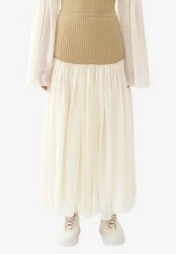 Chloé High-Waist Paneled Maxi Skirt White