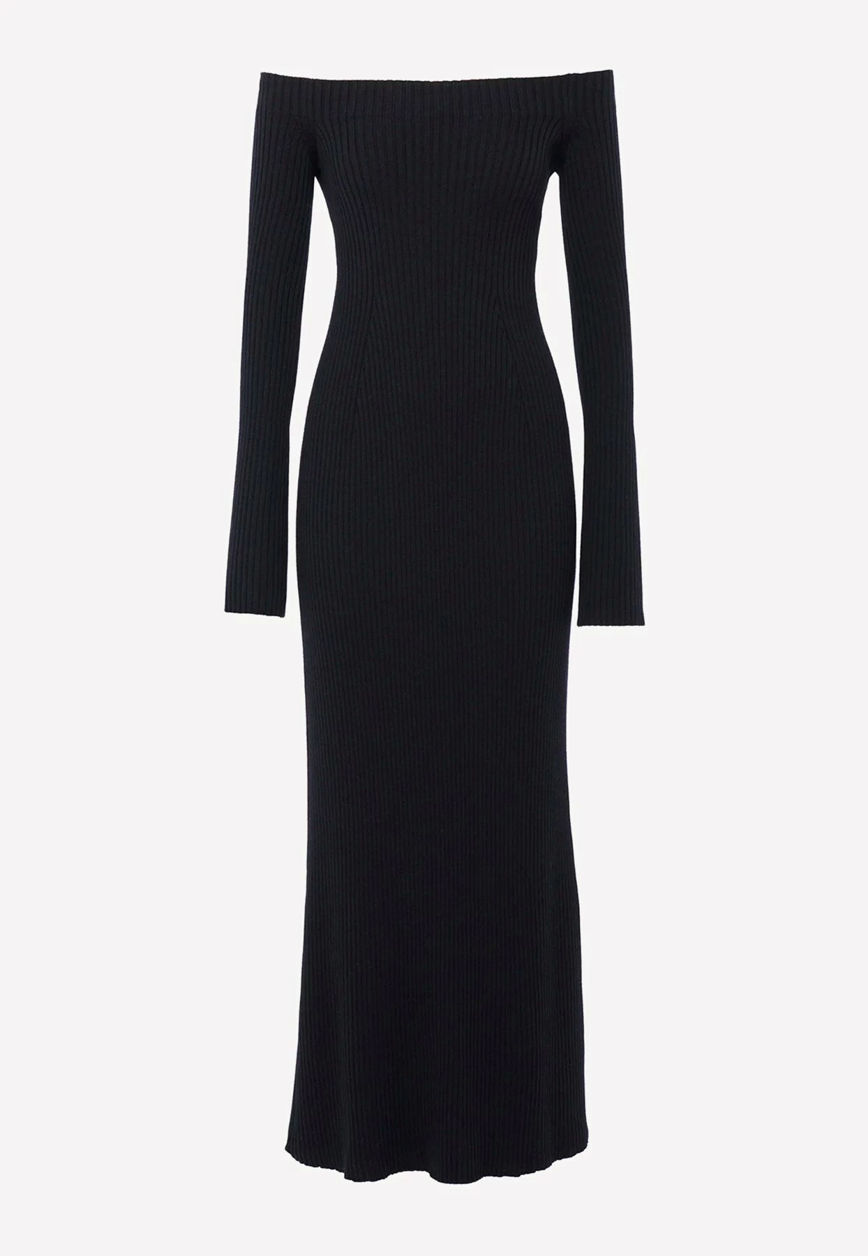 Chloé Off-Shoulder Ribbed Knit Maxi Dress Midnight Blue 3 Chloé Off-Shoulder Ribbed Knit Maxi Dress Midnight Blue - Image 3
