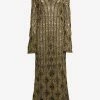 Chloé Crochet Knit V-Neck Long Dress Yellow