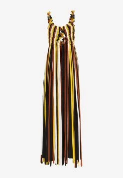 Chloé Crepe De Chine Macramé Long Sleeveless Fringed Dress Multicolor -Evening Dresses Popular Store CHC22URO944839CA 20Multicolor 201 202