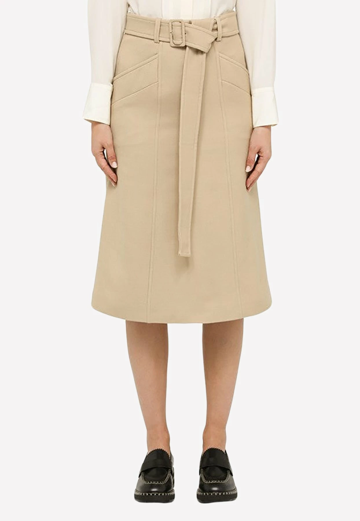 Chloé Wool Midi Skirt Beige 1 Chloé Wool Midi Skirt Beige