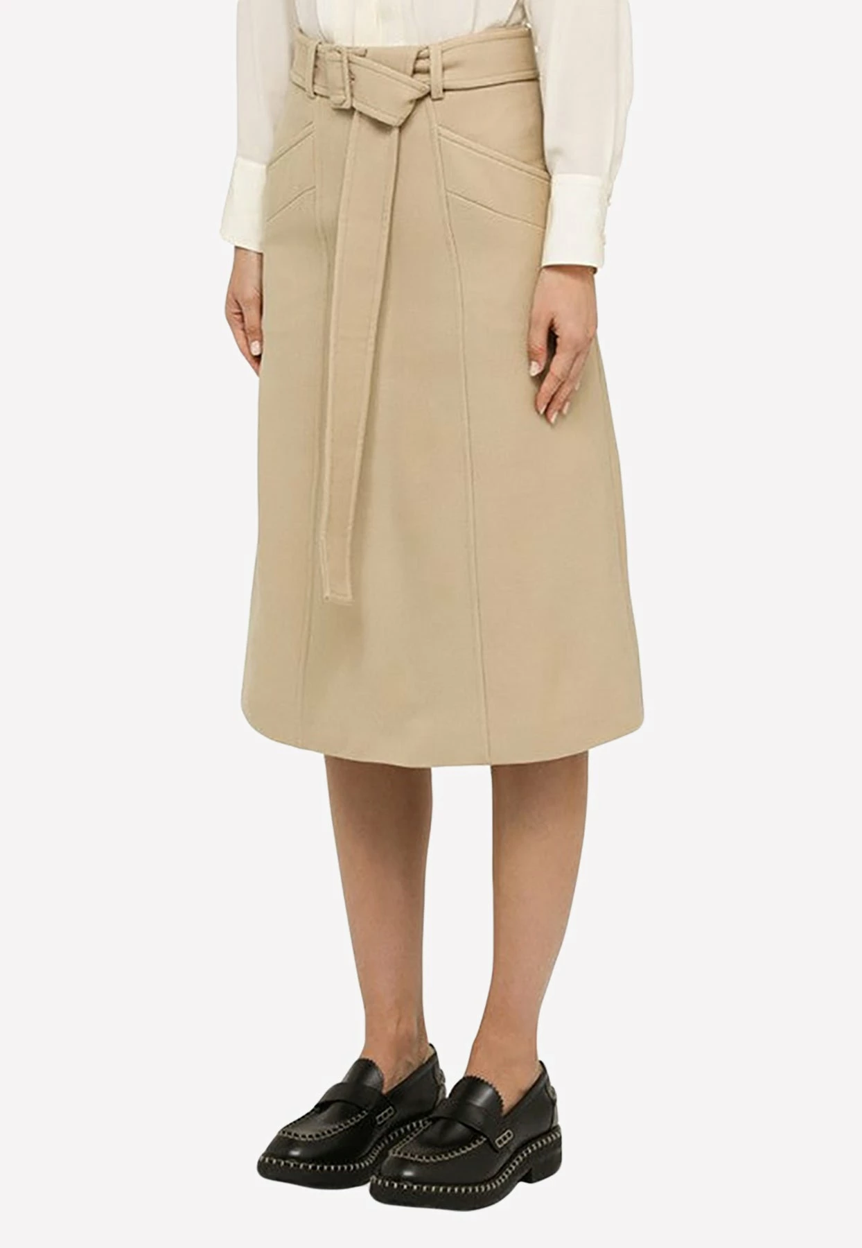 Chloé Wool Midi Skirt Beige 2 Chloé Wool Midi Skirt Beige - Image 2