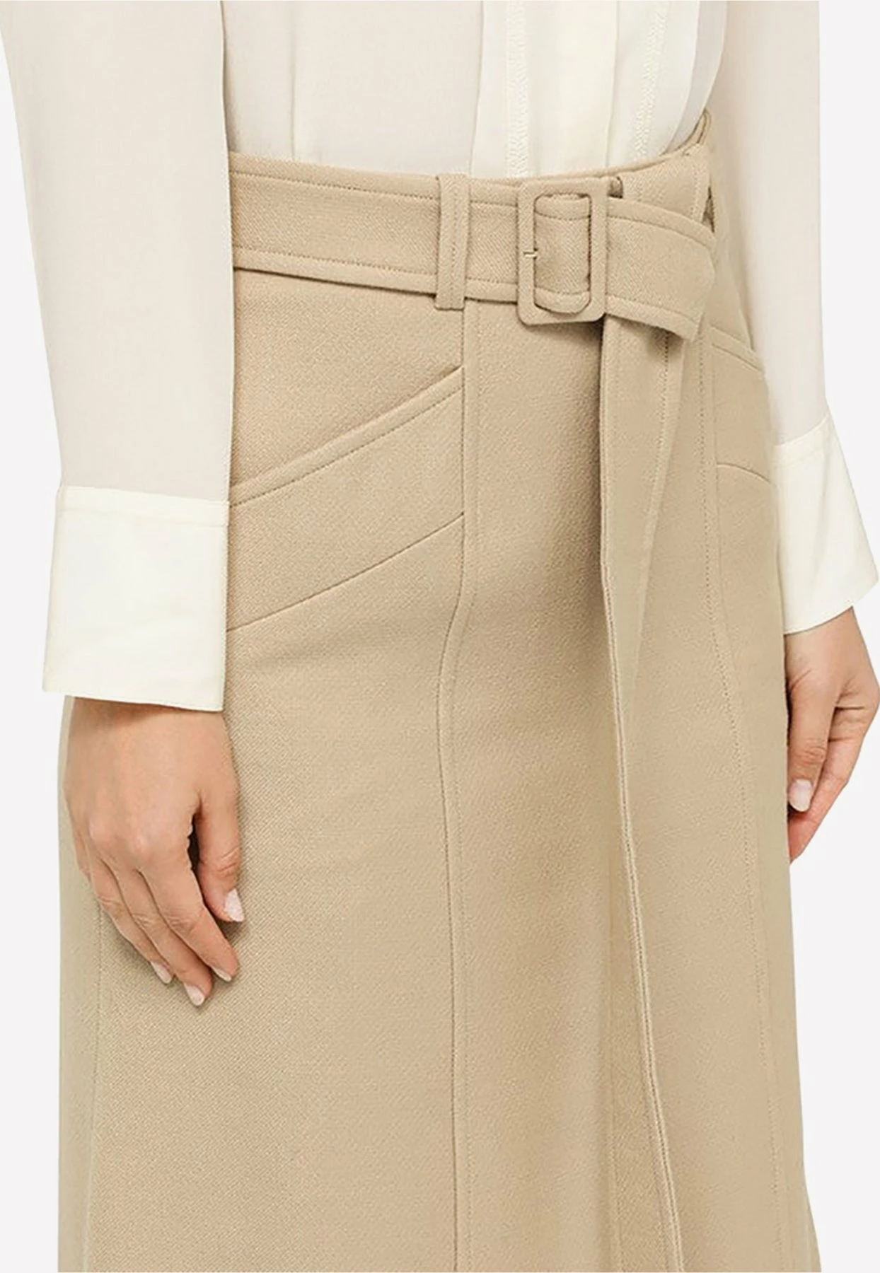 Chloé Wool Midi Skirt Beige 4 Chloé Wool Midi Skirt Beige - Image 4