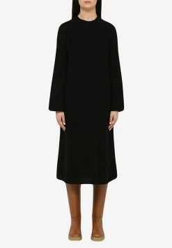 Chloé Wool And Cashmere Knitted Midi Dress Black