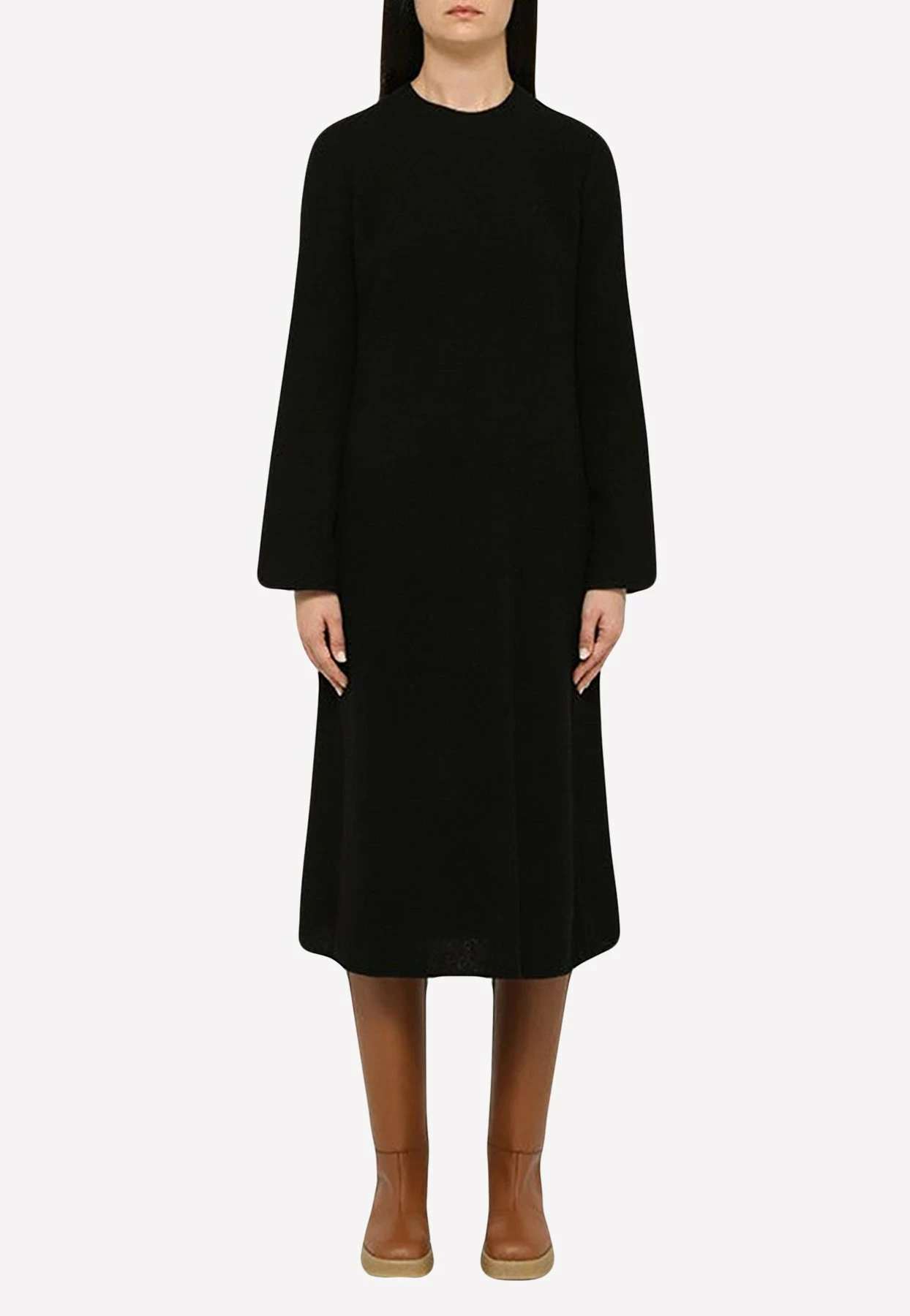 Chloé Wool And Cashmere Knitted Midi Dress Black 1 Chloé Wool And Cashmere Knitted Midi Dress Black