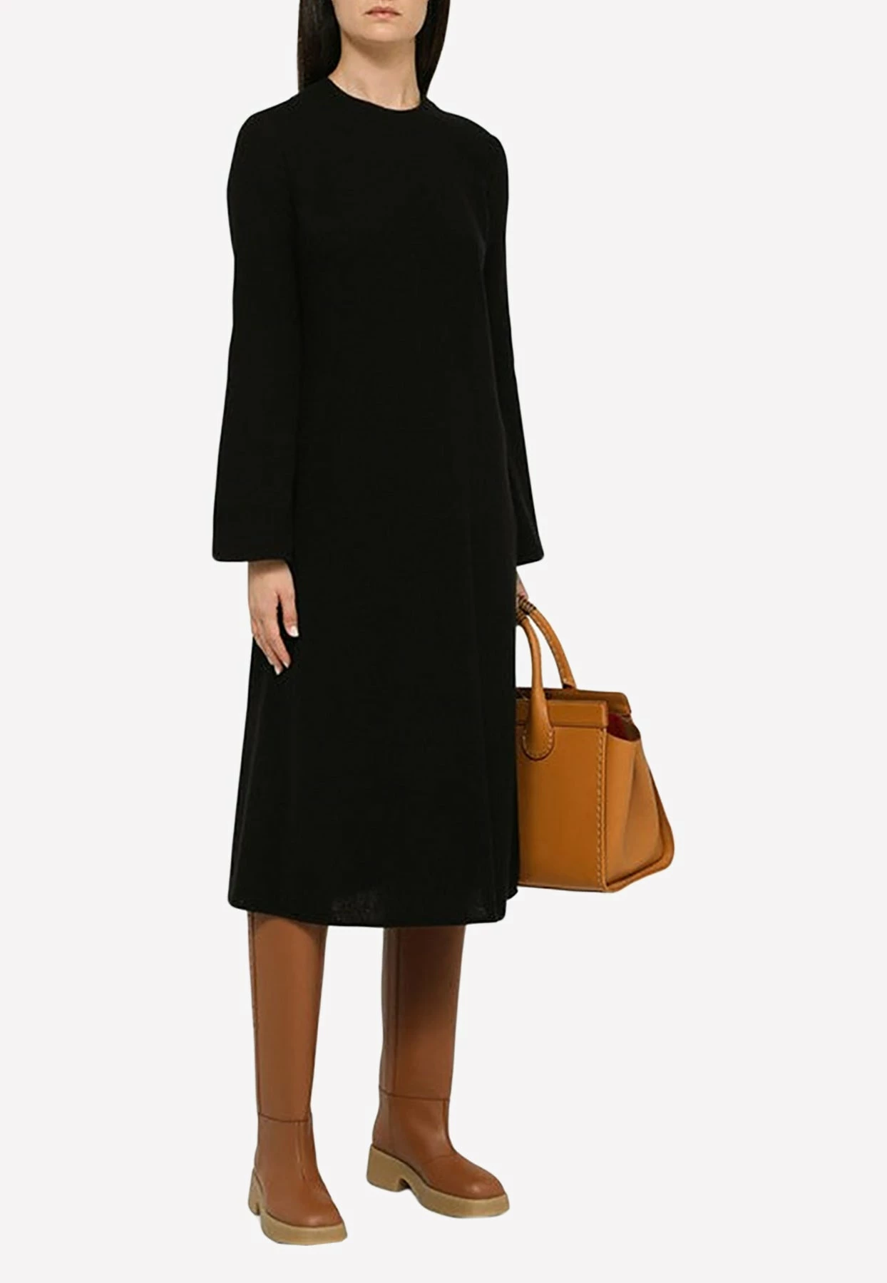 Chloé Wool And Cashmere Knitted Midi Dress Black 2 Chloé Wool And Cashmere Knitted Midi Dress Black - Image 2