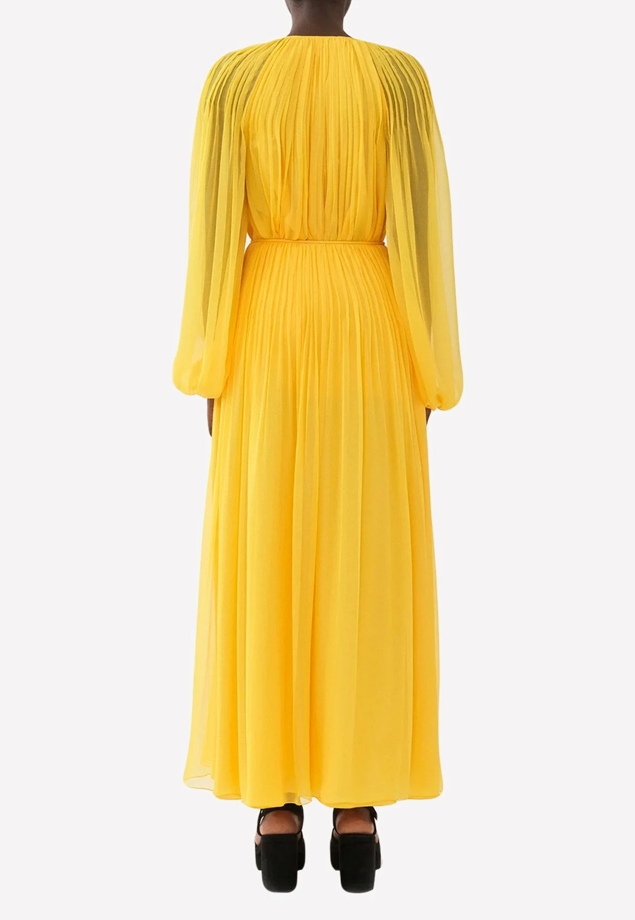 Chloé Pleated Maxi Silk Skirt Yellow 2 Chloé Pleated Maxi Silk Skirt Yellow - Image 2