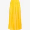 Chloé Pleated Maxi Silk Skirt Yellow