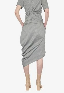 Dawei Wool Asymmetric Midi Skirt Gray 5 Dawei Wool Asymmetric Midi Skirt Gray -Evening Dresses Popular Store DAWEI 20GREY 20CHEVRONS 20DRAPED 20SKIRT 201