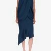 Dawei Asymmetric Midi Skirt Navy