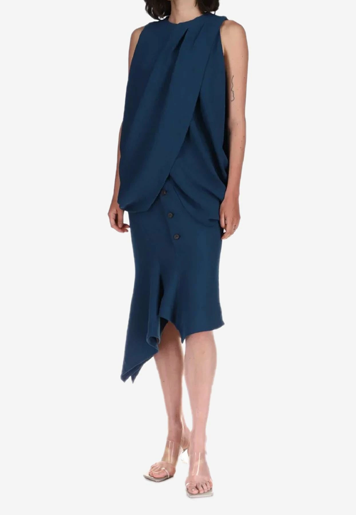 Dawei Asymmetric Midi Skirt Navy 2 Dawei Asymmetric Midi Skirt Navy - Image 2