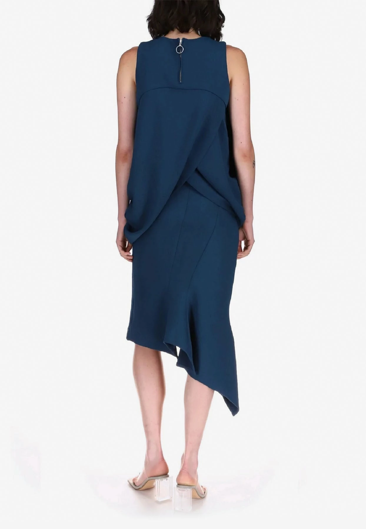 Dawei Asymmetric Midi Flared Skirt Petrol 4 Dawei Asymmetric Midi Flared Skirt Petrol - Image 4