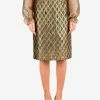 Dolce & Gabbana Openwork Woven Lamé Skirt Gold
