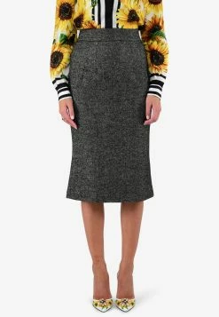 Dolce & Gabbana High-Waist Wool Pencil Skirt Gray