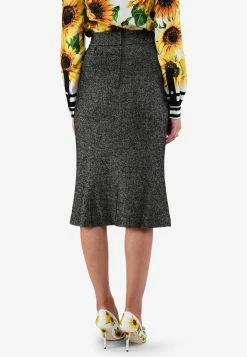 Dolce & Gabbana High-Waist Wool Pencil Skirt Gray -Evening Dresses Popular Store Dolce Gabbana Grey Wool Patterned Midi Skirt 4