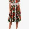 Dolce & Gabbana Portofino Floral Midi Dress Red