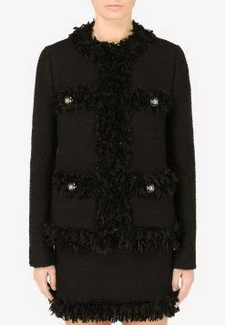 Dolce & Gabbana Single-Breasted Bouclé Jacket Black