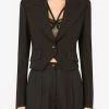 Dolce & Gabbana Cordonetto Lace Trim Blazer In Wool Black