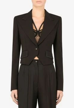 Dolce & Gabbana Cordonetto Lace Trim Blazer In Wool Black