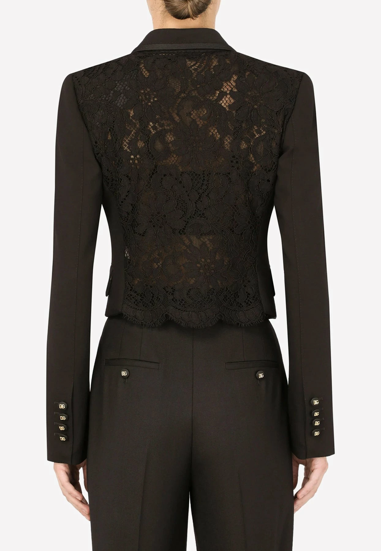 Dolce & Gabbana Cordonetto Lace Trim Blazer In Wool Black 3 Dolce & Gabbana Cordonetto Lace Trim Blazer In Wool Black - Image 3