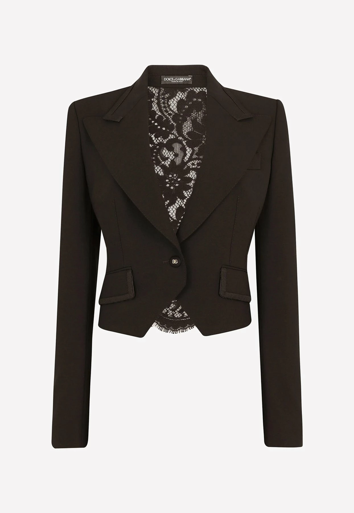 Dolce & Gabbana Cordonetto Lace Trim Blazer In Wool Black 4 Dolce & Gabbana Cordonetto Lace Trim Blazer In Wool Black - Image 4