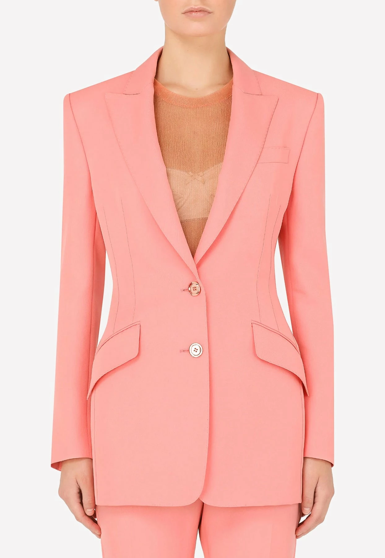 Dolce & Gabbana Single-Breasted Technical Blazer Pink 1 Dolce & Gabbana Single-Breasted Technical Blazer Pink