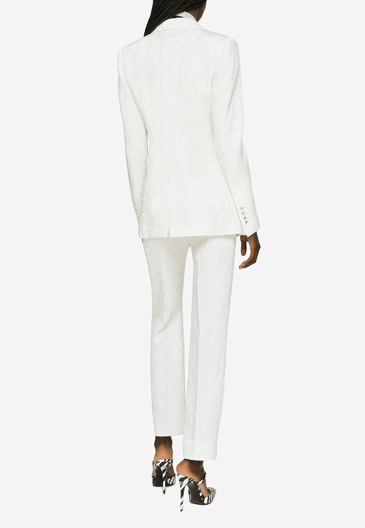 Dolce & Gabbana Single-Breasted Floral Brocade Blazer White 3 Dolce & Gabbana Single-Breasted Floral Brocade Blazer White - Image 3