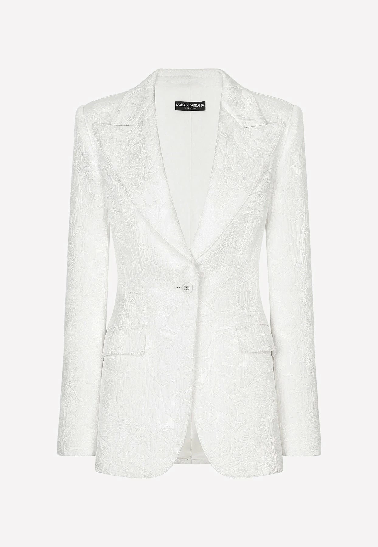 Dolce & Gabbana Single-Breasted Floral Brocade Blazer White 4 Dolce & Gabbana Single-Breasted Floral Brocade Blazer White - Image 4