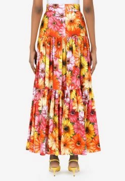 Dolce & Gabbana High-Waist Daisy Print Cotton Maxi Skirt Multicolor -Evening Dresses Popular Store F4A8QTHS5LC HV3BB 1