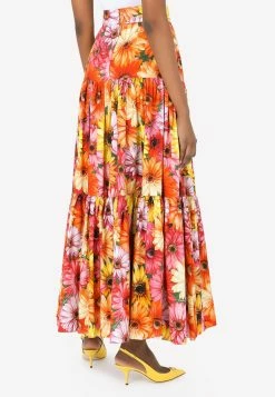 Dolce & Gabbana High-Waist Daisy Print Cotton Maxi Skirt Multicolor -Evening Dresses Popular Store F4A8QTHS5LC HV3BB 4