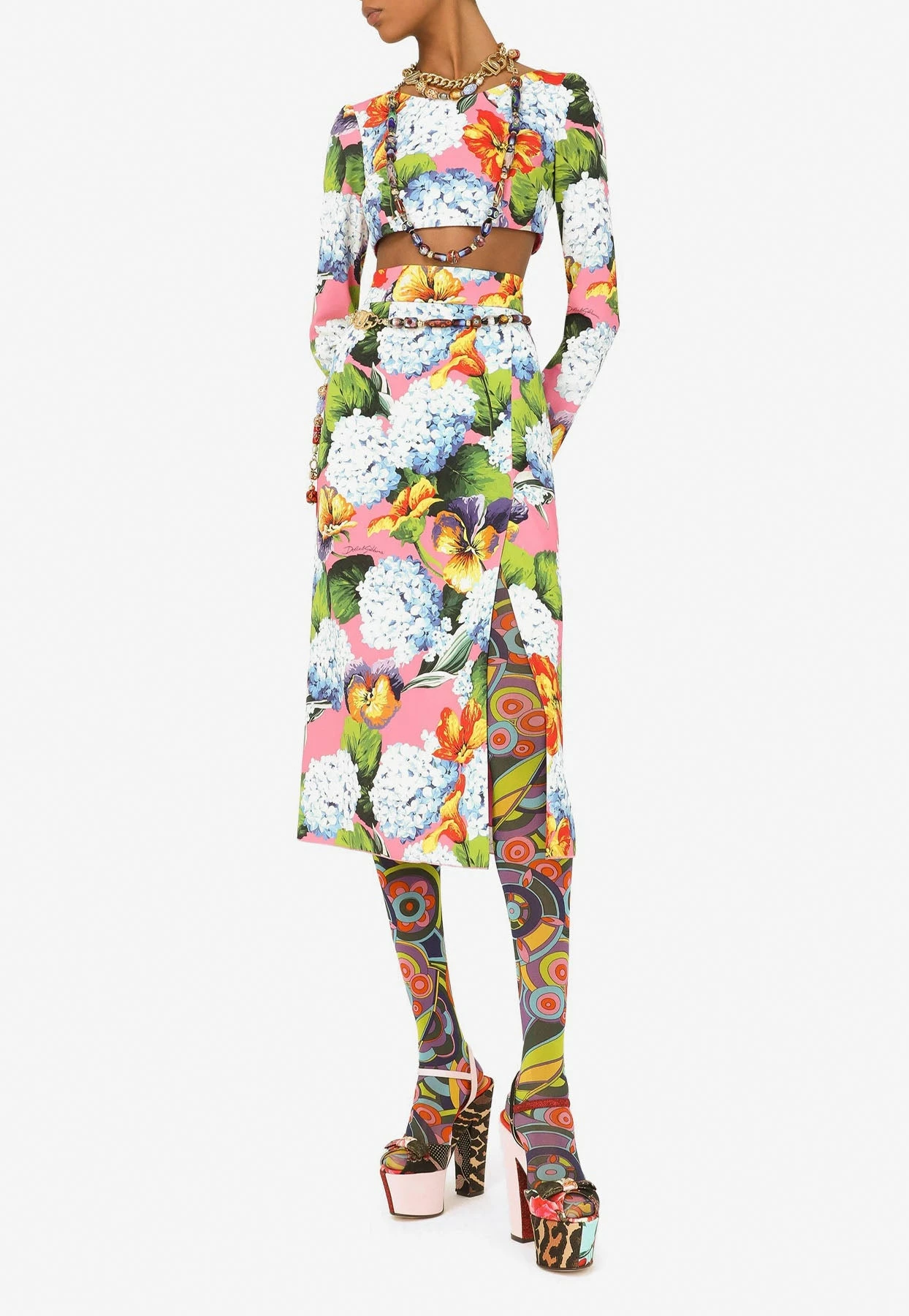 Dolce & Gabbana Floral Print Pencil Midi Skirt Multicolor 2 Dolce & Gabbana Floral Print Pencil Midi Skirt Multicolor - Image 2