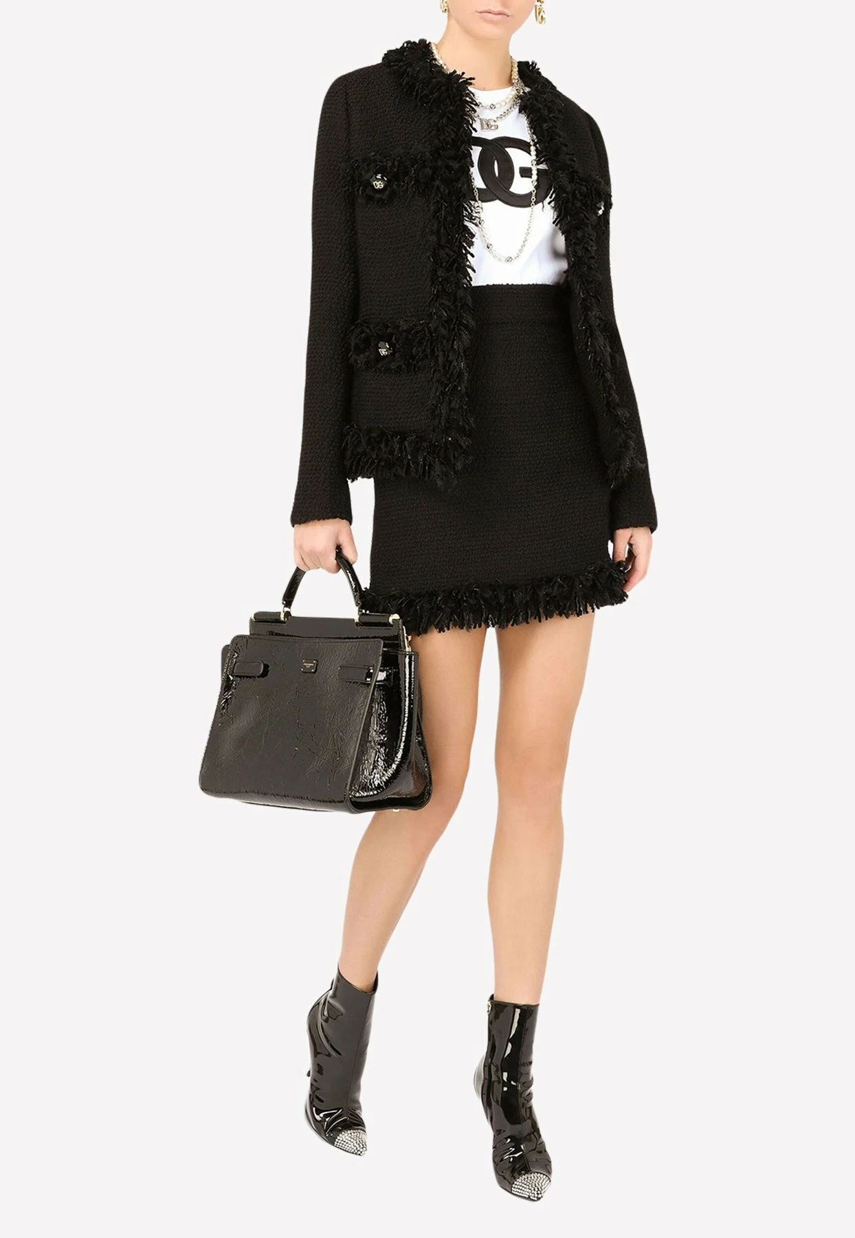 Dolce & Gabbana High-Rise Bouclé Mini Skirt Black 2 Dolce & Gabbana High-Rise Bouclé Mini Skirt Black - Image 2