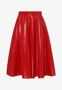 Dolce & Gabbana High-Waist Flared Midi Skirt Red