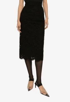 Dolce & Gabbana High-Waist Lace Midi Skirt Black