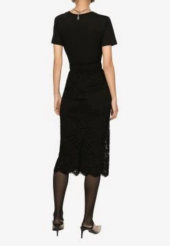 Dolce & Gabbana High-Waist Lace Midi Skirt Black -Evening Dresses Popular Store F4B7IT 20FLRE1 20N0000 201