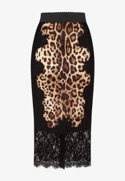 Dolce & Gabbana Leopard Print Laced Satin Midi Skirt Black 7 Dolce & Gabbana Leopard Print Laced Satin Midi Skirt Black -Evening Dresses Popular Store F4BHCTFSAXY HY13M 2