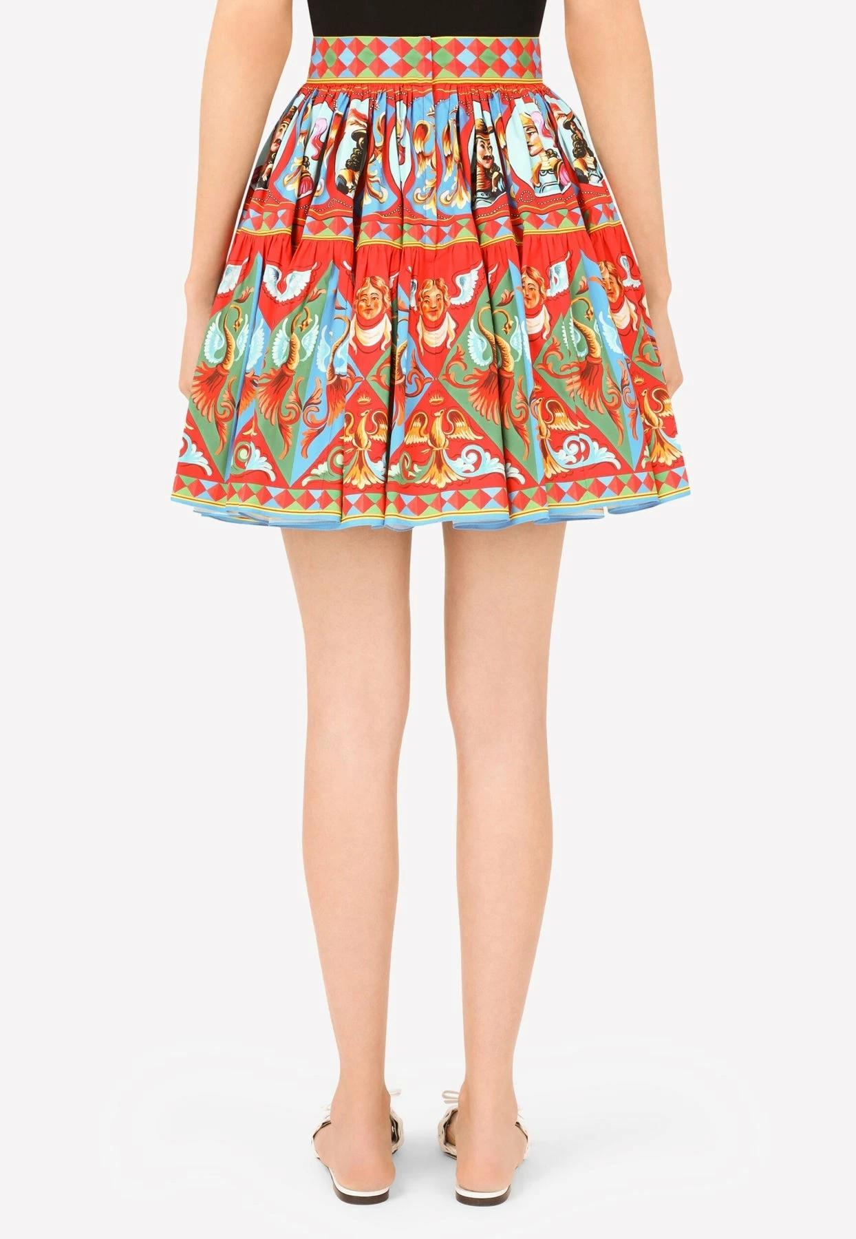 Dolce & Gabbana Carretto Print Pleated Cotton A-Line Mini Skirt Multicolor 2 Dolce & Gabbana Carretto Print Pleated Cotton A-Line Mini Skirt Multicolor - Image 2