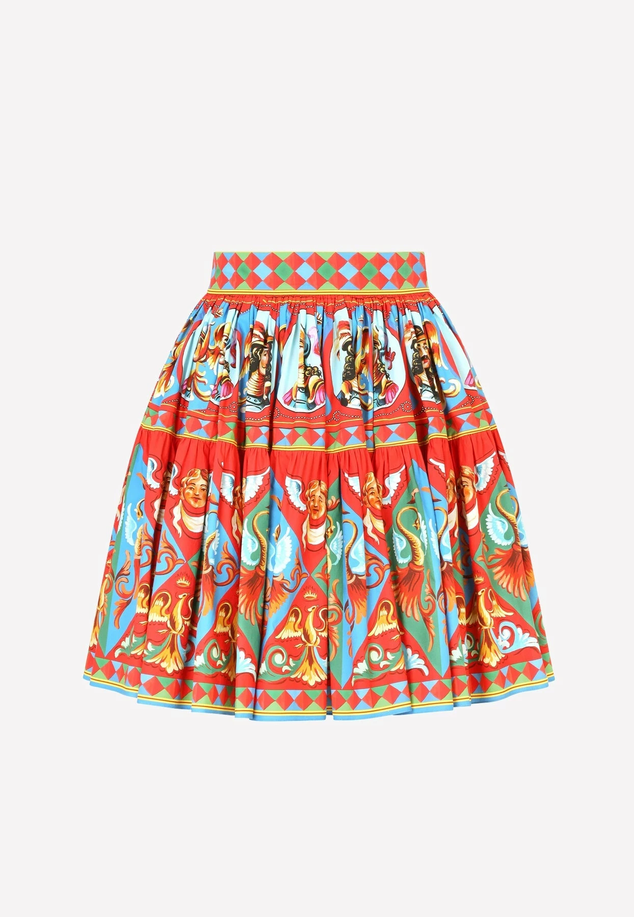 Dolce & Gabbana Carretto Print Pleated Cotton A-Line Mini Skirt Multicolor 3 Dolce & Gabbana Carretto Print Pleated Cotton A-Line Mini Skirt Multicolor - Image 3