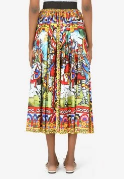Dolce & Gabbana Carretto Print Pleated Silk Twill Midi Skirt Multicolor 6 Dolce & Gabbana Carretto Print Pleated Silk Twill Midi Skirt Multicolor -Evening Dresses Popular Store F4BU6TGDS12 HH98D 1