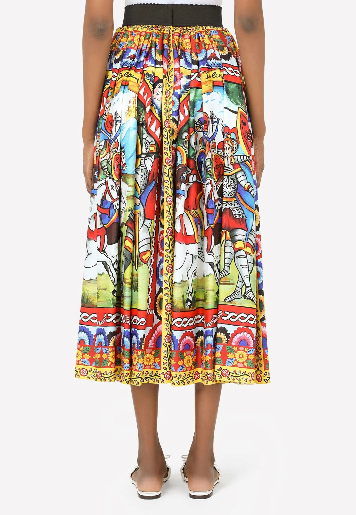 Dolce & Gabbana Carretto Print Pleated Silk Twill Midi Skirt Multicolor 3 Dolce & Gabbana Carretto Print Pleated Silk Twill Midi Skirt Multicolor - Image 3
