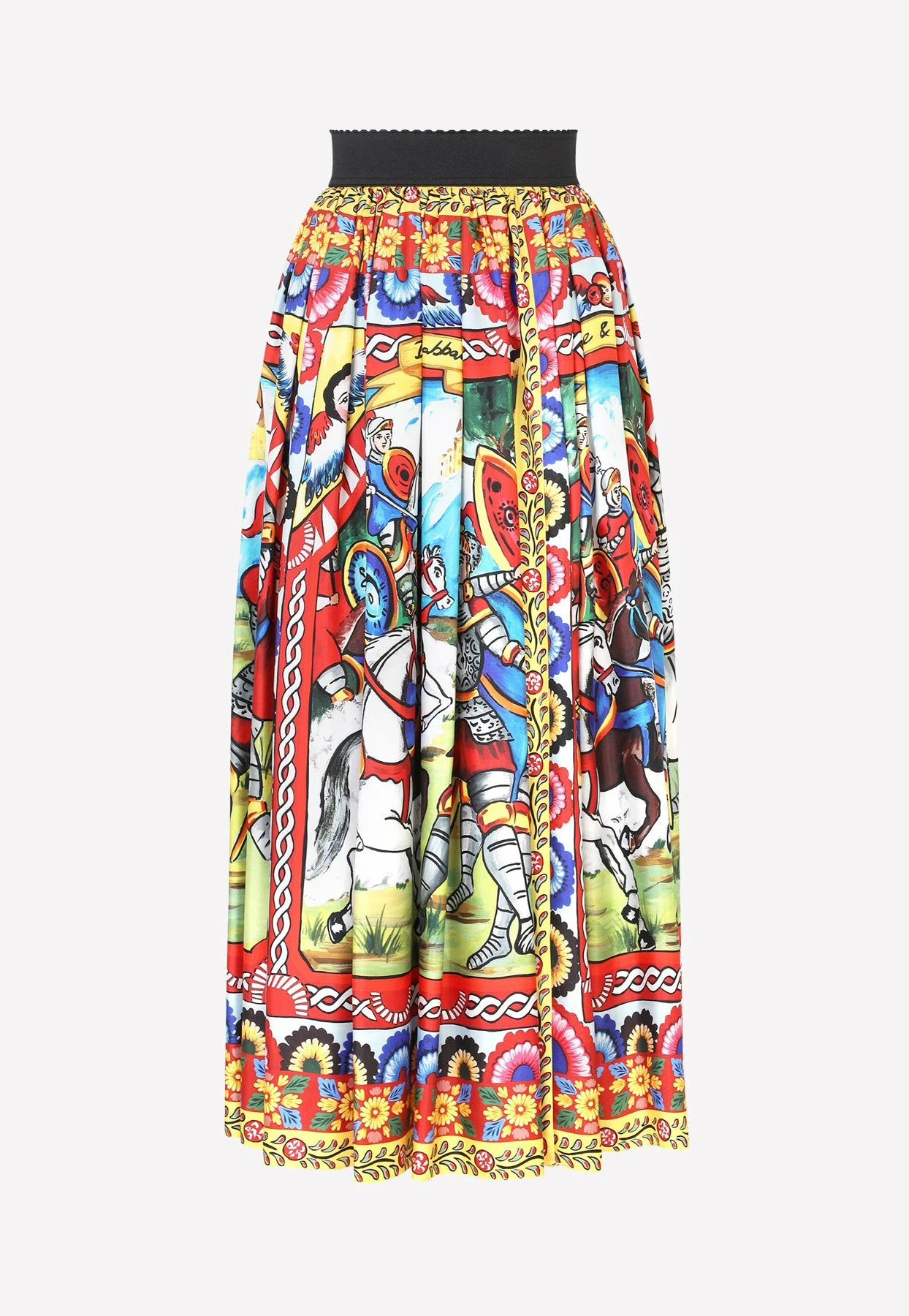 Dolce & Gabbana Carretto Print Pleated Silk Twill Midi Skirt Multicolor 4 Dolce & Gabbana Carretto Print Pleated Silk Twill Midi Skirt Multicolor - Image 4