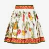 Dolce & Gabbana Vegetable Print Pleated Mini Poplin Skirt Multicolor