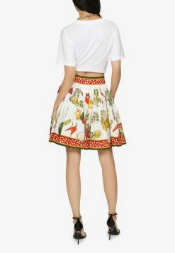 Dolce & Gabbana Vegetable Print Pleated Mini Poplin Skirt Multicolor -Evening Dresses Popular Store F4CB1T 20HH5BT 20HA3UM 202