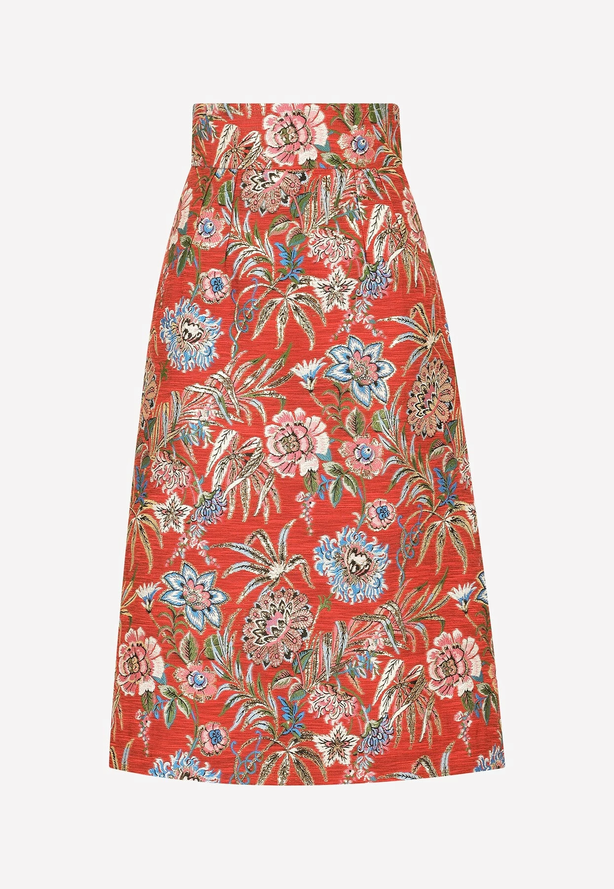 Dolce & Gabbana Floral Jacquard Midi Skirt Red 4 Dolce & Gabbana Floral Jacquard Midi Skirt Red - Image 4
